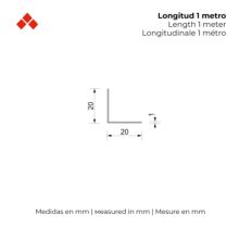 Perfil Angular | Fabricado en Aluminio | Acabado en Anodizado Mate | Medidas 20*20*1000 mm | Longitud del Perfil 1 Metro | Espesor 1 mm | 1 Unidad - Ítem1