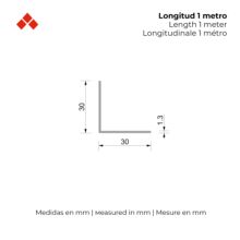 Perfil Angular | Fabricado en Aluminio | Acabado en Anodizado Mate | Medidas 30*30*1000 mm | Longitud del Perfil 1 Metro | Espesor 1 mm | 1 Unidad - Ítem1