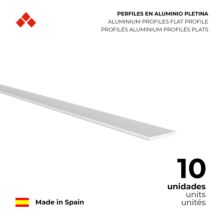 Perfil Plano | Fabricado en Aluminio | Acabado en Anodizado Mate | Medidas 15*2*1000 mm | Longitud del Perfil 1 Metro | Espesor 2 mm | 1 Unidad - Ítem1