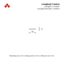 Perfil Plano | Fabricado en Aluminio | Acabado en Anodizado Mate | Medidas 15*2*1000 mm | Longitud del Perfil 1 Metro | Espesor 2 mm | 1 Unidad - Ítem2