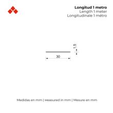 Perfil Plano | Fabricado en Aluminio | Acabado en Anodizado Mate | Medidas 30*2*1000 mm | Longitud del Perfil 1 Metro | Espesor 2 mm | 1 Unidad - Ítem1