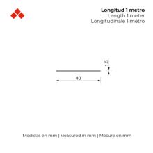 Perfil Plano | Fabricado en Aluminio | Acabado en Anodizado Mate | Medidas 40*1,5*1000 mm | Longitud del Perfil 1 Metro | Espesor 2 mm | 1 Unidad - Ítem2
