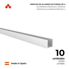 Perfil en U | Fabricado en Aluminio | Acabado en Anodizado Mate | Medidas 10*10*1000 mm | Longitud del Perfil 1 Metro | Espesor 1 mm | 1 Unidad - Ítem1