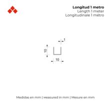 Perfil en U | Fabricado en Aluminio | Acabado en Anodizado Mate | Medidas 10*10*1000 mm | Longitud del Perfil 1 Metro | Espesor 1 mm | 1 Unidad - Ítem2