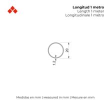 Perfil Tubo Redondo | Fabricado en Aluminio | Acabado en Anodizado Mate | Medidas 20*20*1000 mm | Longitud del Perfil 1 Metro | Espesor 1 mm | 1 Unidad - Ítem1