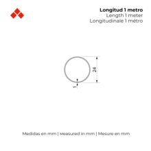 Perfil Tubo Redondo | Fabricado en Aluminio | Acabado en Anodizado Mate | Medidas 24*24*1000 mm | Longitud del Perfil 1 Metro | Espesor 1 mm | 1 Unidad - Ítem2