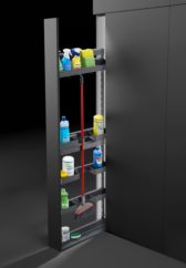 Columna de limpieza NEO SYSTEM para módulo 150mm, equipada con 5 cestos, guías sincronizadas y cierre suave. Acabado Grafito.