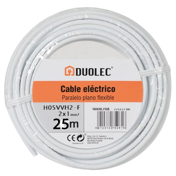 Cable eléctrico plano 25 mt DUOLEC UNE H05VV-H2-F