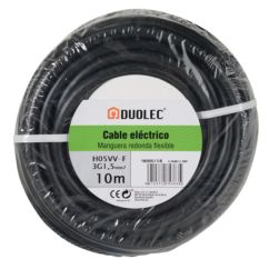 Cable eléctrico bipolar manguera DUOLEC negro UNE H05VV-F mini rollo 10m - Ítem