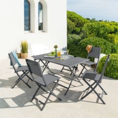 Conjunto de mesa + 4 sillas Azua-Modula gris