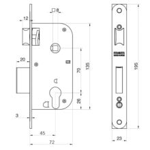 Serrure à encastrer MCM 1301-235A311 axe 45 mm en laitoné - Item1