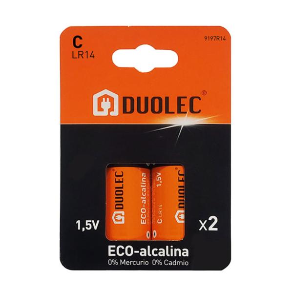 Pile alcaline Duolec C LR14 1,5 V. 2 unités.