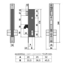 CERRADURA EMBUTI.METAL MOD. 5570 85 MM. - Ítem1