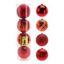 Caja de 4 bolas de navidad grandes Ø15 cm rojas - Ítem1