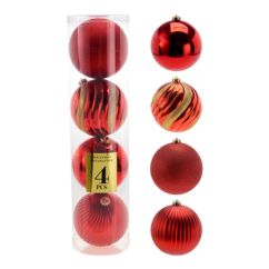 Caja de 4 bolas de navidad grandes Ø15 cm rojas