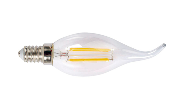 Bombilla con filamento Led vela decorativa transparente DUOLEC E14 luz cálida 4W