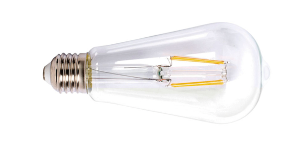 Bombilla con filamento LED pera transparente DUOLEC E27 luz fría 8W