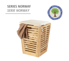 Pongotodo con asiento Norway - pongotodo y taburete para baño madera maciza de nogal 55 l - Ítem1