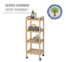 Etagère à roulettes 4 niveaux bois Noyer Norway 35x97x31 cm - Item1
