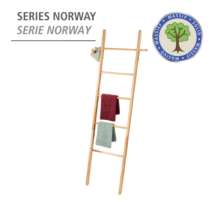 Echelle Porte Serviette Bois Noyer 5 portants et deux crochets de suspension Norway 43x170x4 cm - Item1