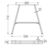 Juego 2 patas de mesa Caballete 710x780x75mm. negro mate - Ítem2