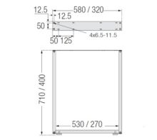 Lot 2 pieds de table Quadra 710x530x75mm. Noir mate - Item2