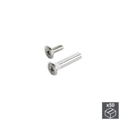 Lote de 50 juegos de tornillos y tuercas M4 Emuca con cabeza extraplana