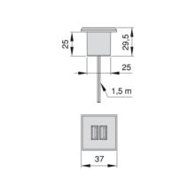 Connecteur carré Plugy, à encastrer au meuble, 2 ports USB, 37 mm, Plastique, gris - Item1