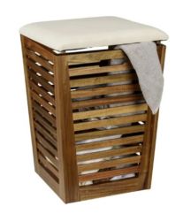 Pongotodo con asiento FONDI madera acacia natural 55 Lts 40 x 40 h-56