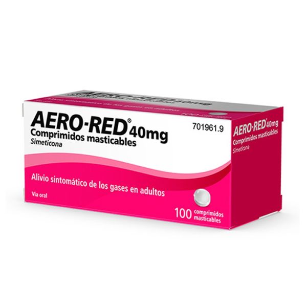 AERO-RED 40MG alivio de los gases | 100 COMPRIMIDOS MASTICABLES