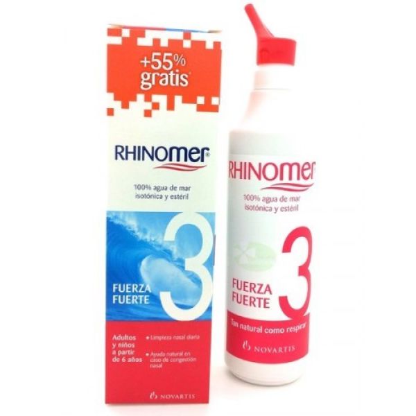 Rhinomer Spray Nasal 100% Agua de Mar, Fuerza Fuerte 3, Para Adultos y  Niños a Partir de 6 Años, 135 ml : : Bebé