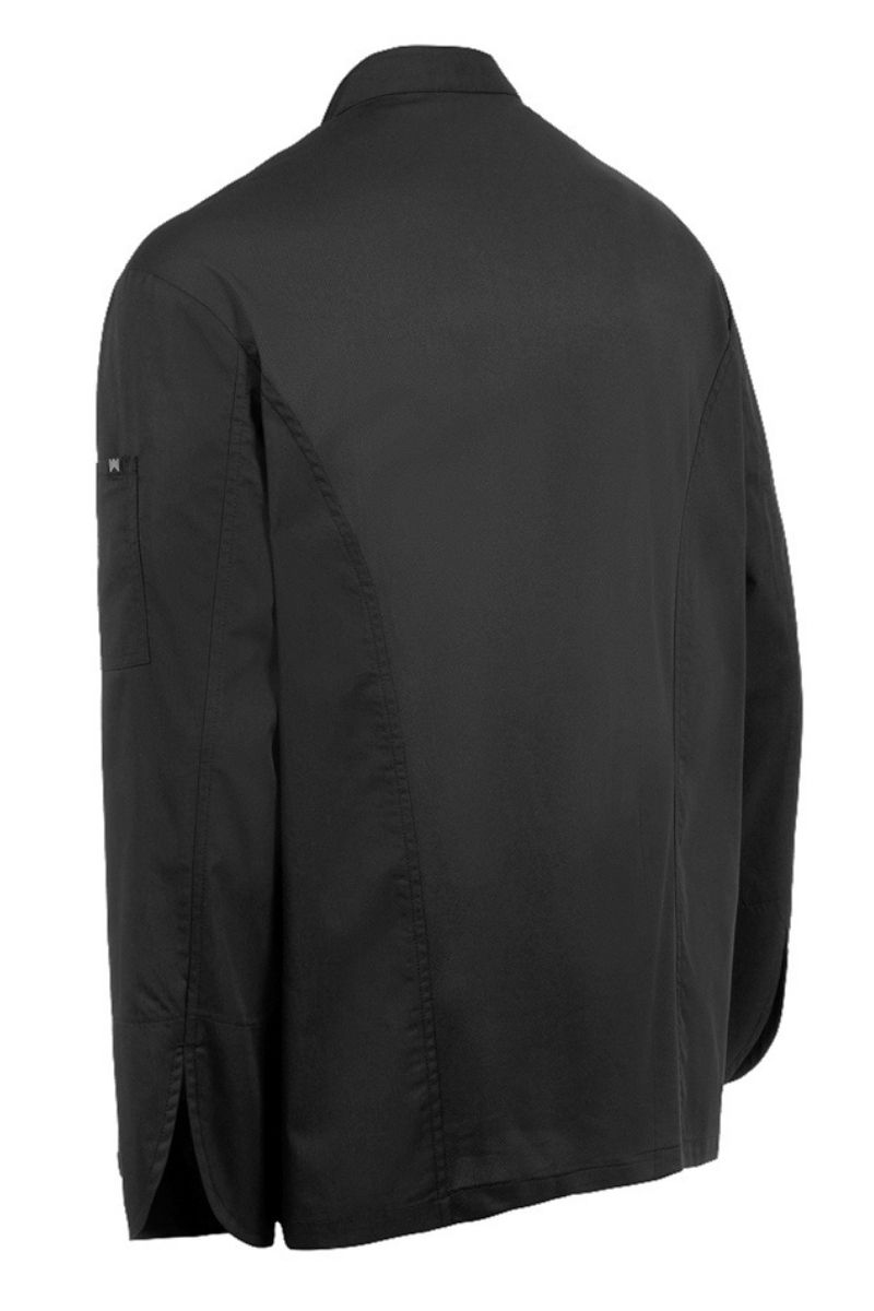 Chaqueta de cocina de hombre negra cuello mao