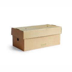 Caja cuadrada cartón Kraft con tapa integrada 25x25x8cm 50uds - Pack4Food