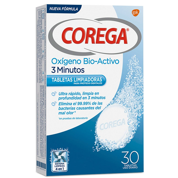 Corega Oxígeno Bio-Activo 30 Tabletas | Compra Online