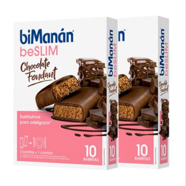 Bimanán Beslim Barritas Sabor Chocolate Fondant Duplo, 2 x 10 unidades | Compra Online