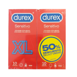 Durex Sensitivo XL Preservativo, Duplo 2 x 10 unidades | Farmaconfianza