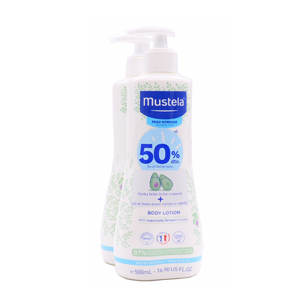 Mustela Hydra-Bebe Leche Corporal 500Ml + Gel Baño 500Ml 50%