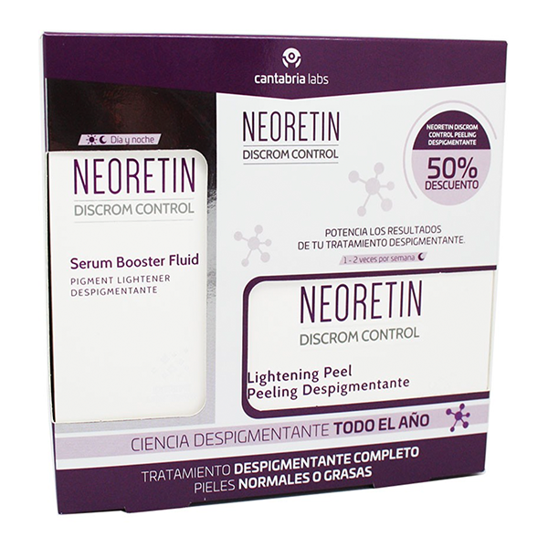 Neoretin Discrom Control Sérum Fluido 30 ml + Neoretin Discrom Control Peeling Despigmentante Discos 6 unidades pack | Compra Online