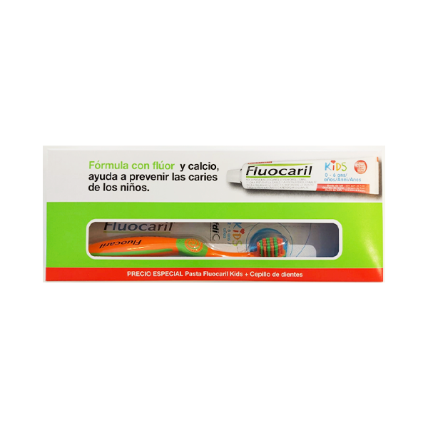 Fluocaril Kids 0 A 6 Años Pasta Dental Fresa 50 ml + Cepillo de Dientes pack | Compra Online