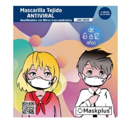 Maskplus Mascarilla Niños 6 a 12 años Reutilizable 100 usos, 1 unidad | Farmaconfianza