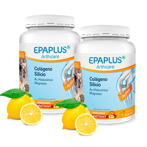 EPAPLUS Arthicare Colágeno + Silicio (+ Hialurónico + Mg + Vitaminas) Sabor Limón, OFERTA DUPLO 2 x 334g
