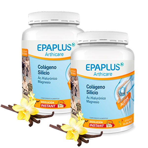 EPAPLUS Arthicare Colágeno + Silicio (+ Hialurónico + Mg + Vitaminas) Sabor Vainilla, OFERTA DUPLO 2 x 334g