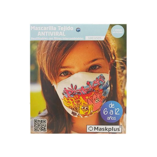 Maskplus Mascarilla Infantil Reutilizable Mural Bob Esponja 6 a 12 años 1 unidad, 10 filtros | Compra Online