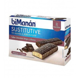 Bimanan Sustitutive Barrita Chocolate Negro y Blanco, 8 barritas | Compra Online