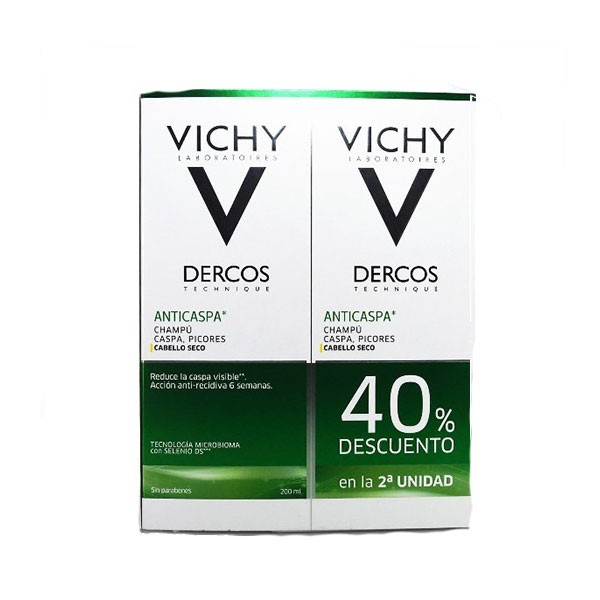 Vichy Dercos Champú Anticaspa para Cabello Seco, 2x200 ml | Farmaconfianza