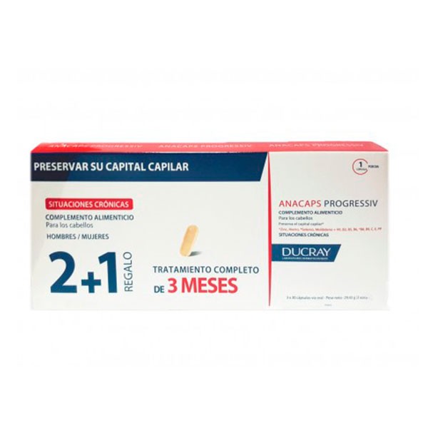 Ducray Anacaps Progressiv, OFERTA 3 cajas x 30 cápsulas | Farmaconfianza