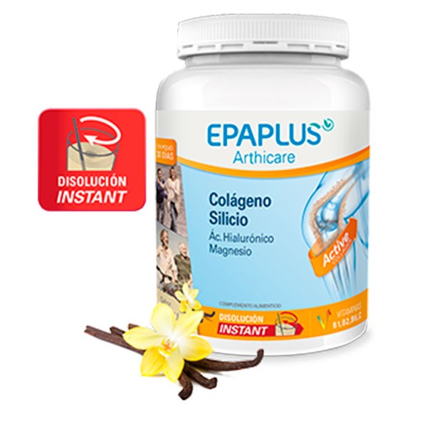 EPAPLUS Colágeno + Silicio (+ Hialurónico + Magnesio + Vitaminas) Sabor Vainilla, 325 g