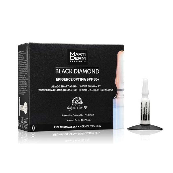 Martiderm Black Diamond Epigence Optima SPF50+, 10 ampollas | Farmaconfianza