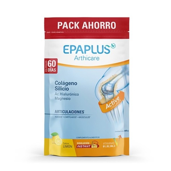 Epaplus Arthicare Colageno + Silicio + Hialuronico+ Magnesio + Vitaminas Sabor Limón, 668 g
