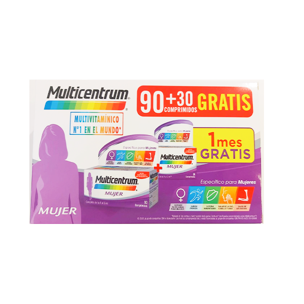 Multicentrum Mujer 90 comprimidos + 30 gratis pack | Compra Online
